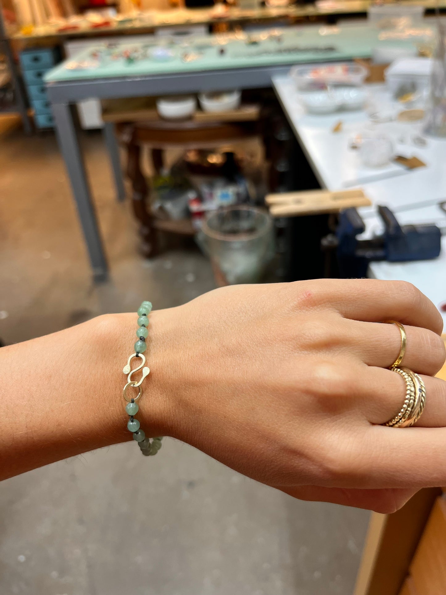 Armbandje jade met 14k gouden slot